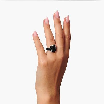 Rinfit Women's Silicone Rings - Engagement or Promise Rings for Her - Silicone Wedding Bands Women - Oversized Metal Framed Emerald Collection 