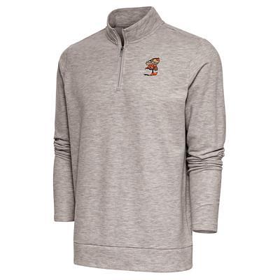 Antigua Women's Cleveland Browns Tribute Orange Quarter-Zip Pullover