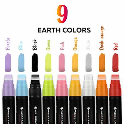 Fine Tip Chalkboard Chalk Markers - Pack of 8 Classic Earth Colors | Non Toxic