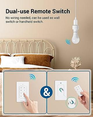 DEWENWILS Remote Control Outlet Wireless Wall Mounted Light Switch,  Electrical Plug in On Off Power Switch for Lamp, No Wiring,100 Feet RF  Range, ETL