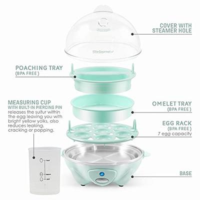 Aqwzh Rapid Egg Cooker Electric for Hard Boiled, Poached, Scrambled Eggs,  Omelets, Steamed Vegetables, Seafood, Dumplings, 14 capacity, with Auto  Shut Off Feature 