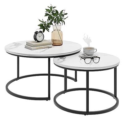 Wood & Faux Marble Nesting Coffee Table Set