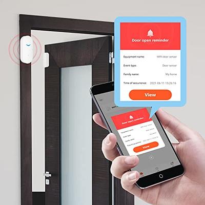 WiFi Door Sensor Alarm: Smart Door Window Sensor with 90db Real-time Alarm,  App Notification,Wireless Door Open Contact Sensor for Home Security  Burglar Alert Compatible with Alexa Google Home (4pack) 