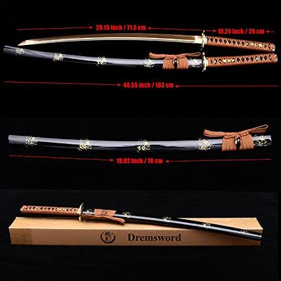Dremsword Katana Sword High Carbon Steel Jananese Samurai Sword, Hand  Forged Full Tang Katana Real Sharp Perfect for Practice and Display, Golden  Blade Dragon Fittings - Yahoo Shopping