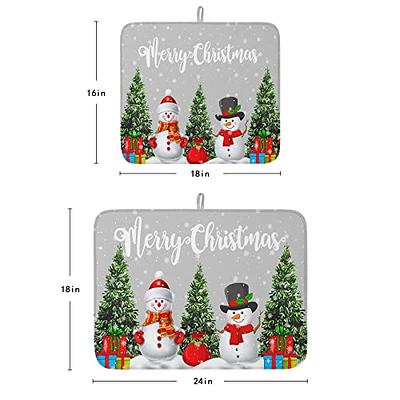 Dish Drying Mat for Kitchen Counter,Christmas Snowman Tree Gift Absorbent Dish  Drainer Mats Fast Dry,Snow Snowflake on Grey Washable Microfiber Dishes  Draining Pad for Sink 18x24In - Yahoo Shopping