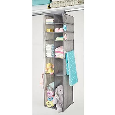 mDesign Fabric Closet Hanging Organizers - 3 Pockets + Hooks, 2