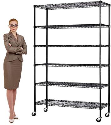 YYkokocat 6-Tier Adjustable Storage Shelves Heavy Duty Wire Shelving Unit  with Wheels 2100Lb Metal Layer