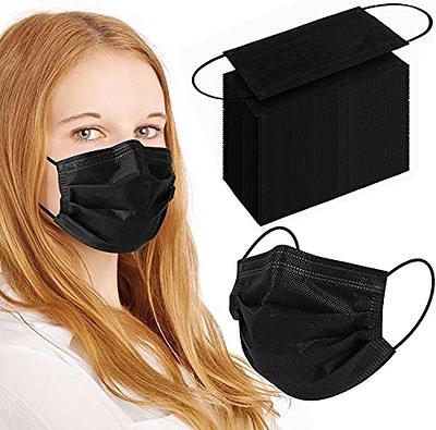 100Pcs Black Disposable Face Mask, 3 Ply Black Face Masks with Soft Elastic  Ear Loops - Yahoo Shopping