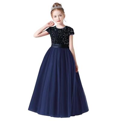 Girls Wedding Party Dress Embroidered Flower Short Sleeves Princess Dress  Summer Tutu Tulle Birthday Party Dresses 5-14 Years - Walmart.com