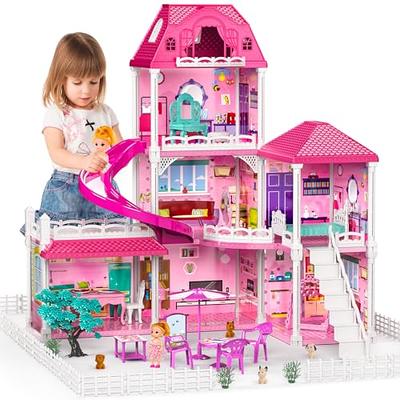 4 Room Doll House Girls Dream Play Playhouse Dollhouse ABS Game Toy Pink  Gift