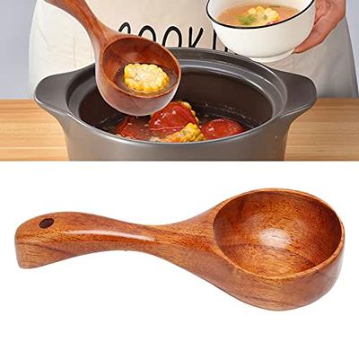 Home Wood Hanging Hole Design Cooking Porridge Soup Hot Pot Spoon Ladle Brown | Harfington