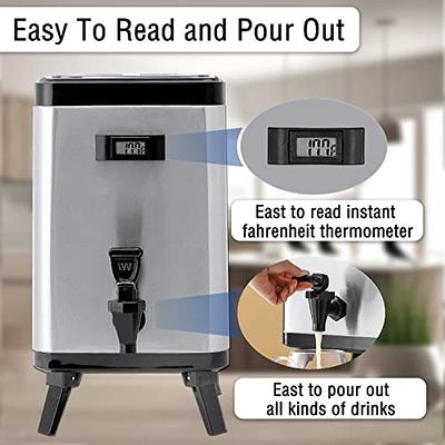 Stainless Steel Insulated Beverage Dispenser – Insulated Thermal Hot and Cold Beverage Dispenser with Spigot for Hot Tea & Coffee, Cold Milk, Water