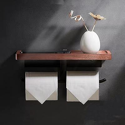 Wooden Toilet Paper Holder with Shelf