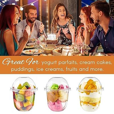 Zezzxu 50 Pack 5 oz Dessert Cups with Lids and Spoons, Plastic Parfait Cups  with Lids Clear Mini Dessert Cups with Spoons for Party Individual Pudding