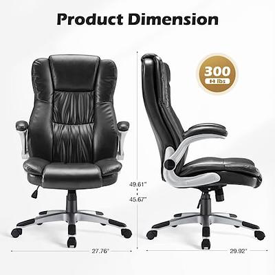 ANGELES HOME Black Sponge Office Chair with Flip-Up Arms and