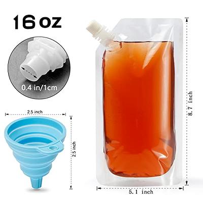 20 Pcs Liquor Flasks Cruise Pouch Reusable Sneak Travel Drinking Alcohol  Flask Concealable Plastic Flasks bags with Funnel (16 oz)