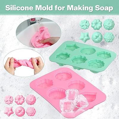 Uiifan 10 Pcs Silicone Soap Molds 2 Sizes Different Flower Shapes