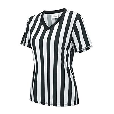 Men's Official Black & White Stripe Referee Shirt/V-Neck Umpire