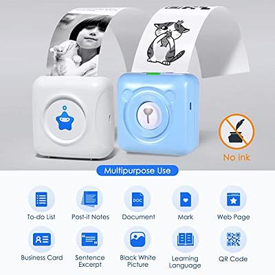  Portable Mini Printer, Pocket Thermal Printer, Inkless Printers  with 7 Rolls of Printing Paper for Photos, Office Receipts, QR Codes,  Labels, Notes Printing Compatible with iOS Android (Blue) : Office Products