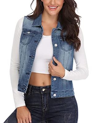 Women's Solid Sleeveless Denim Jacket