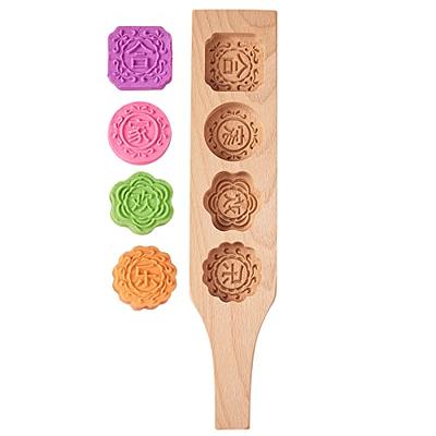 Wooden Moon Cake Wooden Baking Mold Cookie Stamps MoonCake Mold Moon Cake  Mold 3 Flower Shape for Muffin Mooncake Cookie Biscuit