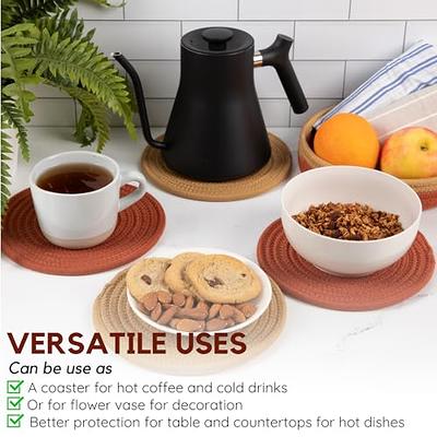 100% Cotton Pot Holders Hot Pads for Kitchen Heat Resistant, Thread Weave Trivet Multipurpose Pot Holder by Diameter 7 Inches, Color Matching