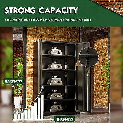 SISESOL Metal Storage Cabinet with Doors and Shelves, 71 Tool Storage  Cabinet- Garage Cabinets and Storage System Kitchen Pantry Storage Cabinet  with