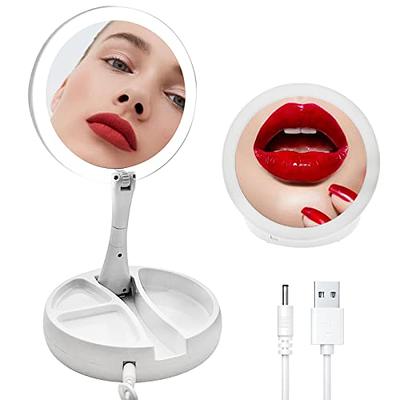 Fancii Compact Magnifying Mirror with Natural LED Lights, 1x and 10x  Magnification - Natural Daylight, Portable Pocket Makeup Mirror for Purses  and