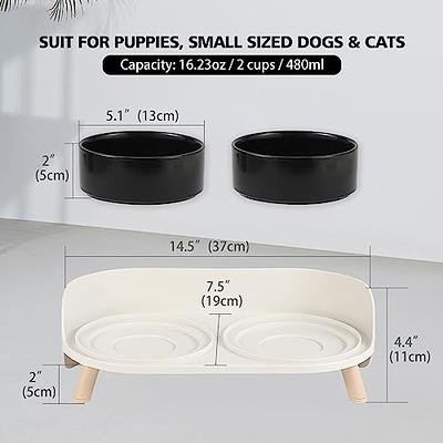 Ceramic Pet Bowl Set , Food Water Bowls For Cats, Small Dogs And Puppies  With Non-slip Retro Metal Stand,elevated Dog Bowls With Stand, Raised Dog  Cat