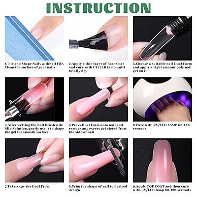 Saviland Poly Extension Gel Nail Kit 6 Colors Poly Nail Gel Kit with Nail Lamp ,Base and Top Coat ,Poly Brush Slip Solution for Builder Nail Gel