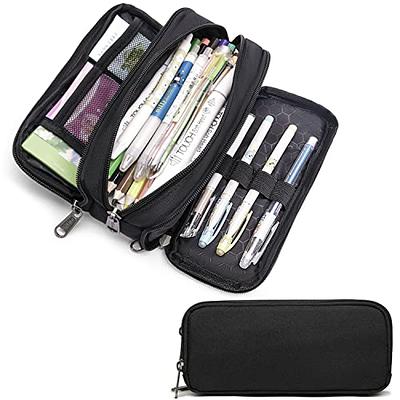 ALAZA White Marble Texture Pencil Case Large Capacity,Pencil Pouch Office  College Large Storage Pen Bag 3 Compartment Pencil Cases for Women Adults