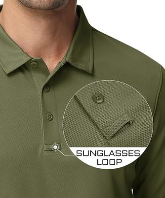 Work Shirts for Men Long Sleeve 3 Buttons Fishing Shirt Pique Polo