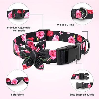 Dog Collar With Flower Bowtie For Girl Dog, Floral Patterns Female Pet Dog  Collars With Metal Buckle Adjustable For Small Medium Large Dogs,  Adjustable Cute Puppy Floral Collars,female Dog Collars For Walking