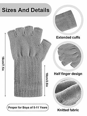 Janmercy 9 Pairs Fingerless Gloves Kids Finger Half Winter Gloves with Long  Cuff Solid Color Winter Warm Knitted Typing Writing Gloves for Kids Boys  and Girls - Yahoo Shopping