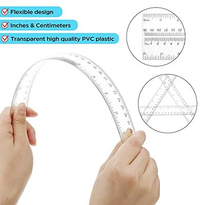 4 Packs Colorful Deformable Soft Plastic Ruler, Metric Transparent Flexible  Ruler 12 inch,Straight Rulers for Schools, Offices, Families, and Kids, in