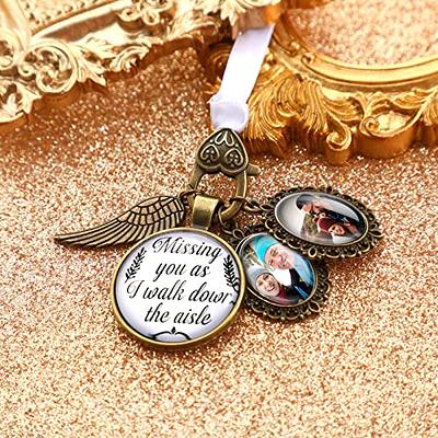 Wedding Bouquet Charm Lacy Oval Bridal Charm Bridal Bouquet Charm Angel  Wing Photo bouquet Charm Memorial