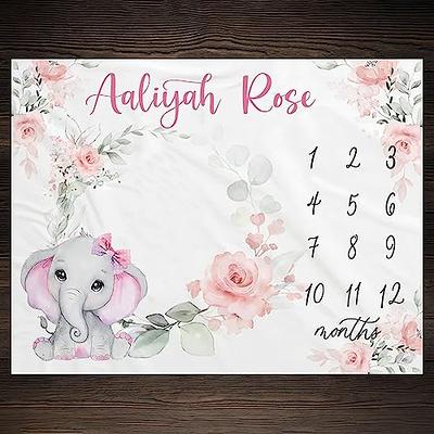 LVYZIHO Baby Blanket Custom Name Chic Flower Elephant Baby Girl