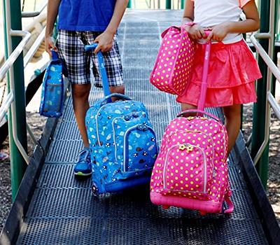 JWorld Lollipop 16 Rolling Backpack with Lunch Kit - Pink/Blue