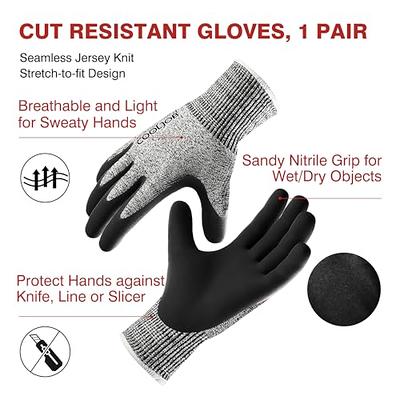 COOLJOB A3 Cut Resistant Fishing Gloves for Men Women, Touchscreen Safety  Work Gloves with Grip Nitrile, Knife Proof Anti-slip Dexterous Gloves for  Glass Handling Wood Carving, Gray, Large, 1 Pair - Yahoo