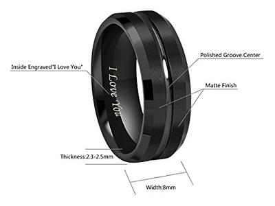 Men's 8.0mm Double Groove Comfort-Fit Wedding Band in Black