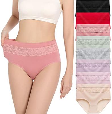 8 Pack Women's Underwear High Waisted Lace Briefs Basic Stretchy