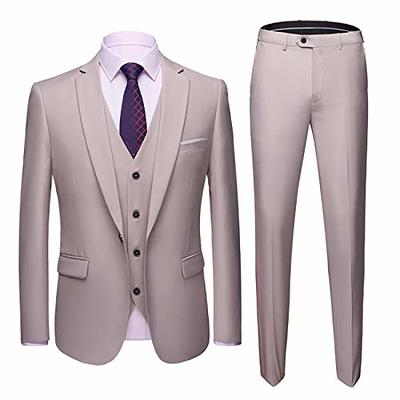 Men's Suit Slim Fit 2 Pieces Suits for Men Formal One Button Single  Breasted Jacket Vest Pants Suit Set for Work at  Men’s Clothing store