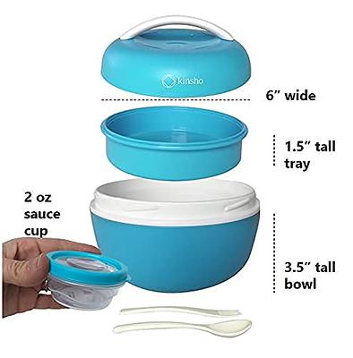 Salad Container for Lunch | Bento Bowl Lunch-Box To-Go Containers for  Adults Kids | Kit for Big Salads Women, Teens | Utensils Leakproof Dressing  Cup