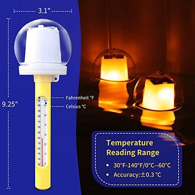 Floating Pool Thermometer, Large Size Easy Read for Water Temperature  Thermometers, Hot tub & Spa Thermometer with Solar Flame Lights,Pro Water