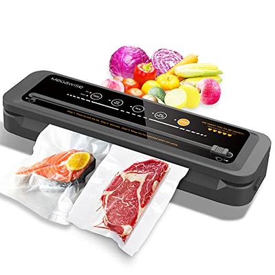 MegaWise Vacuum Sealer Machine, 80kPa Suction Power, Bags and Cutter  Included, Compact One-Touch Automatic Food Sealer with External Vacuum  System