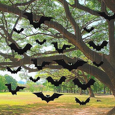 24 PCS Hanging Bats Halloween Decorations Outdoor, Large Flying Bats with  75 Pairs of Glow-in-The-Dark Eyes Stickers and 1 Roll of Fishing Line for  Tree and Porch - Outside Halloween Decor 