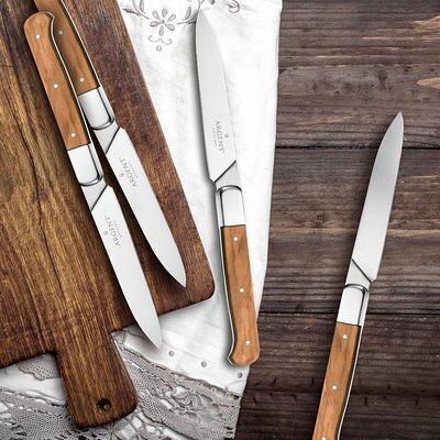 French Home Laguiole Connoisseur Steak Knives with Olivewood Handles, Set  of 4