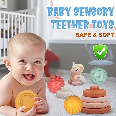 Baby Toys 6 to 12 Months, Soft Building Blocks & Baby Sensory Balls &  Stacking Rings, 3 in 1 Montessori Toys for 1 Year Old, Educational Infant  Toys