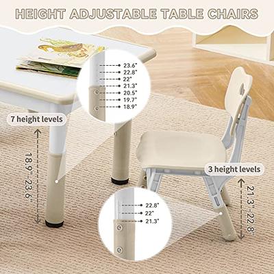 AuAg 47.2 Kid Table and 4/6 Chairs Set, Height Adjustable Toddler Study  Table&Chair Set for Age 2-10, Multi-Activity Art Table  W/Graffiti&Scrubtable Desktop, for Daycare, Classroom, Home 