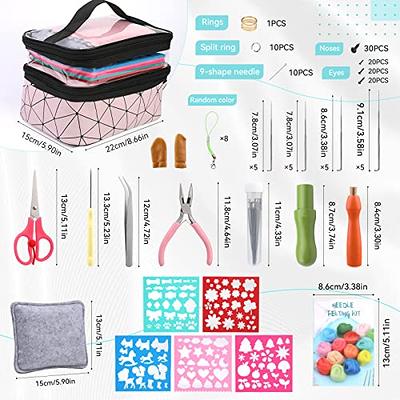 Jupean Felting Kit, Needle Felting Kit for Beginner, 60 Colors Wool Roving, Wool Felting Tool Kit with Felting Needles, Foam Mat, Needle Felting